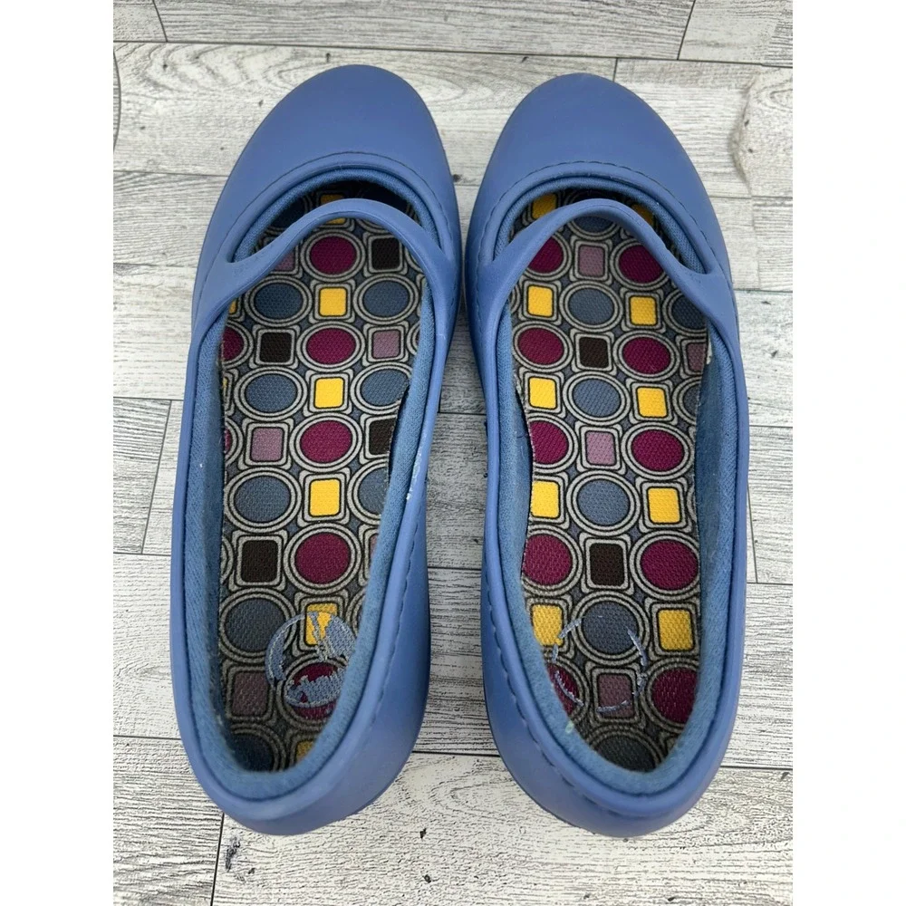 Crocs Shayna Mary Jane Flats Women  6 Navy Blue Geometric Footbed Slip On Shoes